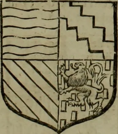 An illustration from Histoire généalogique et chronologique de la maison royale de France, des pairs, grands officiers de la couronne & de la maison du roy & des anciens barons du royaume : avec les qualitez, l'origine, le progrés & les armes de leurs familles; ensemble les statuts & le catalogue des chevaliers, commandeurs, & officiers de l'ordre du S. Esprit : le tovt dressé svr titres originaux, svr les registres des chartes du roy, du parlement, de la chambre des comptes, & du châtelet de Paris, cartulaires, manuscrits de la bibliotheque du roy, & d'autres cabinets curieux, 1726, leaf 118