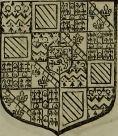 An illustration from Histoire généalogique et chronologique de la maison royale de France, des pairs, grands officiers de la couronne & de la maison du roy & des anciens barons du royaume : avec les qualitez, l'origine, le progrés & les armes de leurs familles; ensemble les statuts & le catalogue des chevaliers, commandeurs, & officiers de l'ordre du S. Esprit : le tovt dressé svr titres originaux, svr les registres des chartes du roy, du parlement, de la chambre des comptes, & du châtelet de Paris, cartulaires, manuscrits de la bibliotheque du roy, & d'autres cabinets curieux, 1726, leaf 120