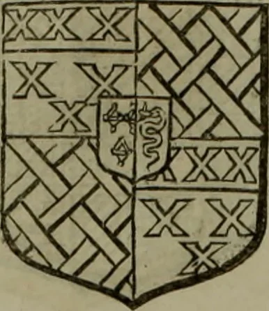 An illustration from Histoire généalogique et chronologique de la maison royale de France, des pairs, grands officiers de la couronne & de la maison du roy & des anciens barons du royaume : avec les qualitez, l'origine, le progrés & les armes de leurs familles; ensemble les statuts & le catalogue des chevaliers, commandeurs, & officiers de l'ordre du S. Esprit : le tovt dressé svr titres originaux, svr les registres des chartes du roy, du parlement, de la chambre des comptes, & du châtelet de Paris, cartulaires, manuscrits de la bibliotheque du roy, & d'autres cabinets curieux, 1726, leaf 121