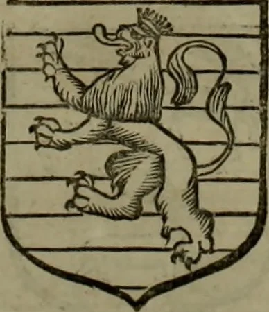 An illustration from Histoire généalogique et chronologique de la maison royale de France, des pairs, grands officiers de la couronne & de la maison du roy & des anciens barons du royaume : avec les qualitez, l'origine, le progrés & les armes de leurs familles; ensemble les statuts & le catalogue des chevaliers, commandeurs, & officiers de l'ordre du S. Esprit : le tovt dressé svr titres originaux, svr les registres des chartes du roy, du parlement, de la chambre des comptes, & du châtelet de Paris, cartulaires, manuscrits de la bibliotheque du roy, & d'autres cabinets curieux, 1726, leaf 121