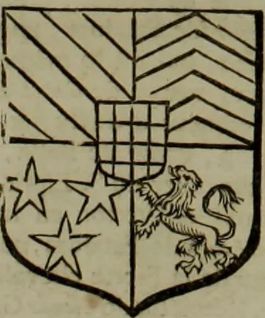 An illustration from Histoire généalogique et chronologique de la maison royale de France, des pairs, grands officiers de la couronne & de la maison du roy & des anciens barons du royaume : avec les qualitez, l'origine, le progrés & les armes de leurs familles; ensemble les statuts & le catalogue des chevaliers, commandeurs, & officiers de l'ordre du S. Esprit : le tovt dressé svr titres originaux, svr les registres des chartes du roy, du parlement, de la chambre des comptes, & du châtelet de Paris, cartulaires, manuscrits de la bibliotheque du roy, & d'autres cabinets curieux, 1726, leaf 134