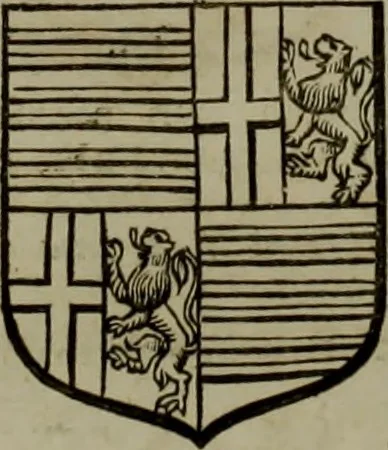 An illustration from Histoire généalogique et chronologique de la maison royale de France, des pairs, grands officiers de la couronne & de la maison du roy & des anciens barons du royaume : avec les qualitez, l'origine, le progrés & les armes de leurs familles; ensemble les statuts & le catalogue des chevaliers, commandeurs, & officiers de l'ordre du S. Esprit : le tovt dressé svr titres originaux, svr les registres des chartes du roy, du parlement, de la chambre des comptes, & du châtelet de Paris, cartulaires, manuscrits de la bibliotheque du roy, & d'autres cabinets curieux, 1726, leaf 135