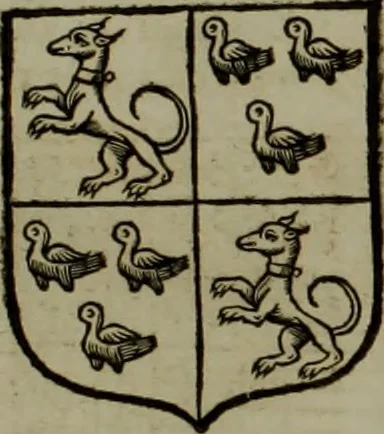 An illustration from Histoire généalogique et chronologique de la maison royale de France, des pairs, grands officiers de la couronne & de la maison du roy & des anciens barons du royaume : avec les qualitez, l'origine, le progrés & les armes de leurs familles; ensemble les statuts & le catalogue des chevaliers, commandeurs, & officiers de l'ordre du S. Esprit : le tovt dressé svr titres originaux, svr les registres des chartes du roy, du parlement, de la chambre des comptes, & du châtelet de Paris, cartulaires, manuscrits de la bibliotheque du roy, & d'autres cabinets curieux, 1726, leaf 136