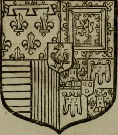 An illustration from Histoire généalogique et chronologique de la maison royale de France, des pairs, grands officiers de la couronne & de la maison du roy & des anciens barons du royaume : avec les qualitez, l'origine, le progrés & les armes de leurs familles; ensemble les statuts & le catalogue des chevaliers, commandeurs, & officiers de l'ordre du S. Esprit : le tovt dressé svr titres originaux, svr les registres des chartes du roy, du parlement, de la chambre des comptes, & du châtelet de Paris, cartulaires, manuscrits de la bibliotheque du roy, & d'autres cabinets curieux, 1726, leaf 137