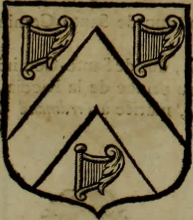 An illustration from Histoire généalogique et chronologique de la maison royale de France, des pairs, grands officiers de la couronne & de la maison du roy & des anciens barons du royaume : avec les qualitez, l'origine, le progrés & les armes de leurs familles; ensemble les statuts & le catalogue des chevaliers, commandeurs, & officiers de l'ordre du S. Esprit : le tovt dressé svr titres originaux, svr les registres des chartes du roy, du parlement, de la chambre des comptes, & du châtelet de Paris, cartulaires, manuscrits de la bibliotheque du roy, & d'autres cabinets curieux, 1726, leaf 138