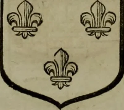 An illustration from Histoire généalogique et chronologique de la maison royale de France, des pairs, grands officiers de la couronne & de la maison du roy & des anciens barons du royaume : avec les qualitez, l'origine, le progrés & les armes de leurs familles; ensemble les statuts & le catalogue des chevaliers, commandeurs, & officiers de l'ordre du S. Esprit : le tovt dressé svr titres originaux, svr les registres des chartes du roy, du parlement, de la chambre des comptes, & du châtelet de Paris, cartulaires, manuscrits de la bibliotheque du roy, & d'autres cabinets curieux, 1726, leaf 143