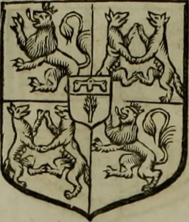 An illustration from Histoire généalogique et chronologique de la maison royale de France, des pairs, grands officiers de la couronne & de la maison du roy & des anciens barons du royaume : avec les qualitez, l'origine, le progrés & les armes de leurs familles; ensemble les statuts & le catalogue des chevaliers, commandeurs, & officiers de l'ordre du S. Esprit : le tovt dressé svr titres originaux, svr les registres des chartes du roy, du parlement, de la chambre des comptes, & du châtelet de Paris, cartulaires, manuscrits de la bibliotheque du roy, & d'autres cabinets curieux, 1726, leaf 147