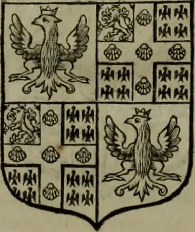 An illustration from Histoire généalogique et chronologique de la maison royale de France, des pairs, grands officiers de la couronne & de la maison du roy & des anciens barons du royaume : avec les qualitez, l'origine, le progrés & les armes de leurs familles; ensemble les statuts & le catalogue des chevaliers, commandeurs, & officiers de l'ordre du S. Esprit : le tovt dressé svr titres originaux, svr les registres des chartes du roy, du parlement, de la chambre des comptes, & du châtelet de Paris, cartulaires, manuscrits de la bibliotheque du roy, & d'autres cabinets curieux, 1726, leaf 149