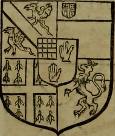An illustration from Histoire généalogique et chronologique de la maison royale de France, des pairs, grands officiers de la couronne & de la maison du roy & des anciens barons du royaume : avec les qualitez, l'origine, le progrés & les armes de leurs familles; ensemble les statuts & le catalogue des chevaliers, commandeurs, & officiers de l'ordre du S. Esprit : le tovt dressé svr titres originaux, svr les registres des chartes du roy, du parlement, de la chambre des comptes, & du châtelet de Paris, cartulaires, manuscrits de la bibliotheque du roy, & d'autres cabinets curieux, 1726, leaf 152