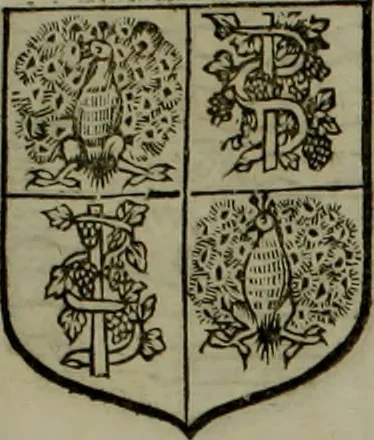 An illustration from Histoire généalogique et chronologique de la maison royale de France, des pairs, grands officiers de la couronne & de la maison du roy & des anciens barons du royaume : avec les qualitez, l'origine, le progrés & les armes de leurs familles; ensemble les statuts & le catalogue des chevaliers, commandeurs, & officiers de l'ordre du S. Esprit : le tovt dressé svr titres originaux, svr les registres des chartes du roy, du parlement, de la chambre des comptes, & du châtelet de Paris, cartulaires, manuscrits de la bibliotheque du roy, & d'autres cabinets curieux, 1726, leaf 154