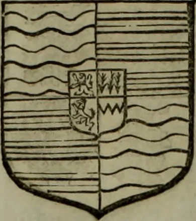 An illustration from Histoire généalogique et chronologique de la maison royale de France, des pairs, grands officiers de la couronne & de la maison du roy & des anciens barons du royaume : avec les qualitez, l'origine, le progrés & les armes de leurs familles; ensemble les statuts & le catalogue des chevaliers, commandeurs, & officiers de l'ordre du S. Esprit : le tovt dressé svr titres originaux, svr les registres des chartes du roy, du parlement, de la chambre des comptes, & du châtelet de Paris, cartulaires, manuscrits de la bibliotheque du roy, & d'autres cabinets curieux, 1726, leaf 155