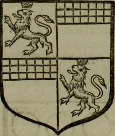 An illustration from Histoire généalogique et chronologique de la maison royale de France, des pairs, grands officiers de la couronne & de la maison du roy & des anciens barons du royaume : avec les qualitez, l'origine, le progrés & les armes de leurs familles; ensemble les statuts & le catalogue des chevaliers, commandeurs, & officiers de l'ordre du S. Esprit : le tovt dressé svr titres originaux, svr les registres des chartes du roy, du parlement, de la chambre des comptes, & du châtelet de Paris, cartulaires, manuscrits de la bibliotheque du roy, & d'autres cabinets curieux, 1726, leaf 156