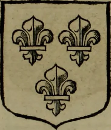 An illustration from Histoire généalogique et chronologique de la maison royale de France, des pairs, grands officiers de la couronne & de la maison du roy & des anciens barons du royaume : avec les qualitez, l'origine, le progrés & les armes de leurs familles; ensemble les statuts & le catalogue des chevaliers, commandeurs, & officiers de l'ordre du S. Esprit : le tovt dressé svr titres originaux, svr les registres des chartes du roy, du parlement, de la chambre des comptes, & du châtelet de Paris, cartulaires, manuscrits de la bibliotheque du roy, & d'autres cabinets curieux, 1726, leaf 162