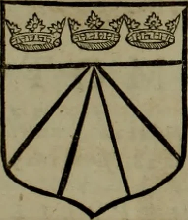 An illustration from Histoire généalogique et chronologique de la maison royale de France, des pairs, grands officiers de la couronne & de la maison du roy & des anciens barons du royaume : avec les qualitez, l'origine, le progrés & les armes de leurs familles; ensemble les statuts & le catalogue des chevaliers, commandeurs, & officiers de l'ordre du S. Esprit : le tovt dressé svr titres originaux, svr les registres des chartes du roy, du parlement, de la chambre des comptes, & du châtelet de Paris, cartulaires, manuscrits de la bibliotheque du roy, & d'autres cabinets curieux, 1726, leaf 164