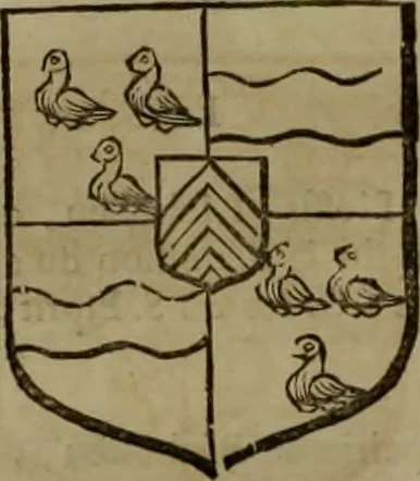 An illustration from Histoire généalogique et chronologique de la maison royale de France, des pairs, grands officiers de la couronne & de la maison du roy & des anciens barons du royaume : avec les qualitez, l'origine, le progrés & les armes de leurs familles; ensemble les statuts & le catalogue des chevaliers, commandeurs, & officiers de l'ordre du S. Esprit : le tovt dressé svr titres originaux, svr les registres des chartes du roy, du parlement, de la chambre des comptes, & du châtelet de Paris, cartulaires, manuscrits de la bibliotheque du roy, & d'autres cabinets curieux, 1726, leaf 167