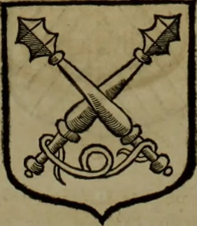 An illustration from Histoire généalogique et chronologique de la maison royale de France, des pairs, grands officiers de la couronne & de la maison du roy & des anciens barons du royaume : avec les qualitez, l'origine, le progrés & les armes de leurs familles; ensemble les statuts & le catalogue des chevaliers, commandeurs, & officiers de l'ordre du S. Esprit : le tovt dressé svr titres originaux, svr les registres des chartes du roy, du parlement, de la chambre des comptes, & du châtelet de Paris, cartulaires, manuscrits de la bibliotheque du roy, & d'autres cabinets curieux, 1726, leaf 167