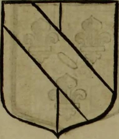 An illustration from Histoire généalogique et chronologique de la maison royale de France, des pairs, grands officiers de la couronne & de la maison du roy & des anciens barons du royaume : avec les qualitez, l'origine, le progrés & les armes de leurs familles; ensemble les statuts & le catalogue des chevaliers, commandeurs, & officiers de l'ordre du S. Esprit : le tovt dressé svr titres originaux, svr les registres des chartes du roy, du parlement, de la chambre des comptes, & du châtelet de Paris, cartulaires, manuscrits de la bibliotheque du roy, & d'autres cabinets curieux, 1726, leaf 168