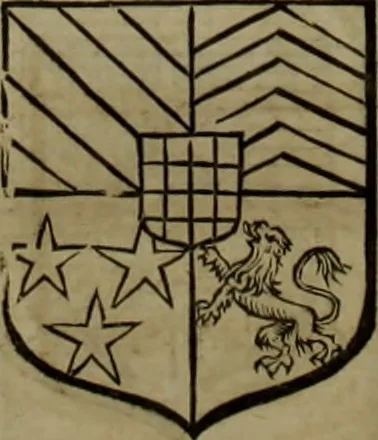 An illustration from Histoire généalogique et chronologique de la maison royale de France, des pairs, grands officiers de la couronne & de la maison du roy & des anciens barons du royaume : avec les qualitez, l'origine, le progrés & les armes de leurs familles; ensemble les statuts & le catalogue des chevaliers, commandeurs, & officiers de l'ordre du S. Esprit : le tovt dressé svr titres originaux, svr les registres des chartes du roy, du parlement, de la chambre des comptes, & du châtelet de Paris, cartulaires, manuscrits de la bibliotheque du roy, & d'autres cabinets curieux, 1726, leaf 169