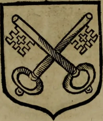 An illustration from Histoire généalogique et chronologique de la maison royale de France, des pairs, grands officiers de la couronne & de la maison du roy & des anciens barons du royaume : avec les qualitez, l'origine, le progrés & les armes de leurs familles; ensemble les statuts & le catalogue des chevaliers, commandeurs, & officiers de l'ordre du S. Esprit : le tovt dressé svr titres originaux, svr les registres des chartes du roy, du parlement, de la chambre des comptes, & du châtelet de Paris, cartulaires, manuscrits de la bibliotheque du roy, & d'autres cabinets curieux, 1726, leaf 171