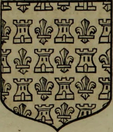 An illustration from Histoire généalogique et chronologique de la maison royale de France, des pairs, grands officiers de la couronne & de la maison du roy & des anciens barons du royaume : avec les qualitez, l'origine, le progrés & les armes de leurs familles; ensemble les statuts & le catalogue des chevaliers, commandeurs, & officiers de l'ordre du S. Esprit : le tovt dressé svr titres originaux, svr les registres des chartes du roy, du parlement, de la chambre des comptes, & du châtelet de Paris, cartulaires, manuscrits de la bibliotheque du roy, & d'autres cabinets curieux, 1726, leaf 174