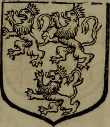 An illustration from Histoire généalogique et chronologique de la maison royale de France, des pairs, grands officiers de la couronne & de la maison du roy & des anciens barons du royaume : avec les qualitez, l'origine, le progrés & les armes de leurs familles; ensemble les statuts & le catalogue des chevaliers, commandeurs, & officiers de l'ordre du S. Esprit : le tovt dressé svr titres originaux, svr les registres des chartes du roy, du parlement, de la chambre des comptes, & du châtelet de Paris, cartulaires, manuscrits de la bibliotheque du roy, & d'autres cabinets curieux, 1726, leaf 174