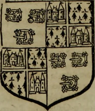 An illustration from Histoire généalogique et chronologique de la maison royale de France, des pairs, grands officiers de la couronne & de la maison du roy & des anciens barons du royaume : avec les qualitez, l'origine, le progrés & les armes de leurs familles; ensemble les statuts & le catalogue des chevaliers, commandeurs, & officiers de l'ordre du S. Esprit : le tovt dressé svr titres originaux, svr les registres des chartes du roy, du parlement, de la chambre des comptes, & du châtelet de Paris, cartulaires, manuscrits de la bibliotheque du roy, & d'autres cabinets curieux, 1726, leaf 177