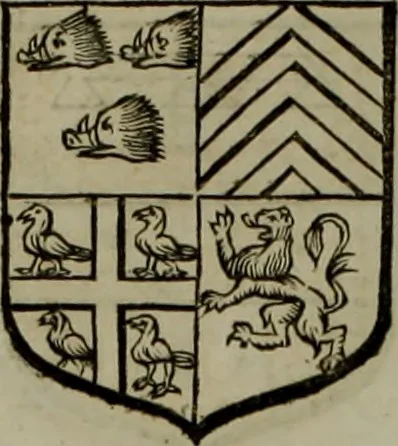 An illustration from Histoire généalogique et chronologique de la maison royale de France, des pairs, grands officiers de la couronne & de la maison du roy & des anciens barons du royaume : avec les qualitez, l'origine, le progrés & les armes de leurs familles; ensemble les statuts & le catalogue des chevaliers, commandeurs, & officiers de l'ordre du S. Esprit : le tovt dressé svr titres originaux, svr les registres des chartes du roy, du parlement, de la chambre des comptes, & du châtelet de Paris, cartulaires, manuscrits de la bibliotheque du roy, & d'autres cabinets curieux, 1726, leaf 181