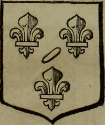 An illustration from Histoire généalogique et chronologique de la maison royale de France, des pairs, grands officiers de la couronne & de la maison du roy & des anciens barons du royaume : avec les qualitez, l'origine, le progrés & les armes de leurs familles; ensemble les statuts & le catalogue des chevaliers, commandeurs, & officiers de l'ordre du S. Esprit : le tovt dressé svr titres originaux, svr les registres des chartes du roy, du parlement, de la chambre des comptes, & du châtelet de Paris, cartulaires, manuscrits de la bibliotheque du roy, & d'autres cabinets curieux, 1726, leaf 194