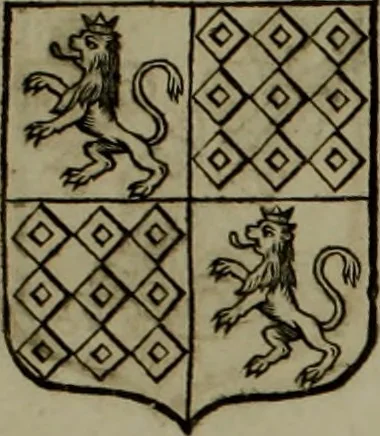 An illustration from Histoire généalogique et chronologique de la maison royale de France, des pairs, grands officiers de la couronne & de la maison du roy & des anciens barons du royaume : avec les qualitez, l'origine, le progrés & les armes de leurs familles; ensemble les statuts & le catalogue des chevaliers, commandeurs, & officiers de l'ordre du S. Esprit : le tovt dressé svr titres originaux, svr les registres des chartes du roy, du parlement, de la chambre des comptes, & du châtelet de Paris, cartulaires, manuscrits de la bibliotheque du roy, & d'autres cabinets curieux, 1726, leaf 196
