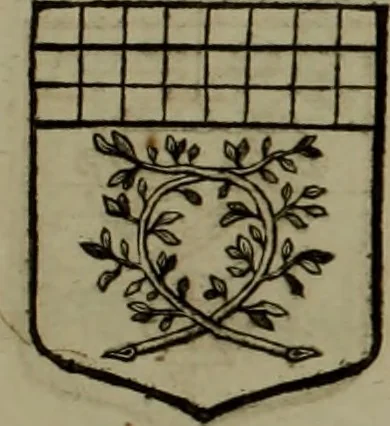 An illustration from Histoire généalogique et chronologique de la maison royale de France, des pairs, grands officiers de la couronne & de la maison du roy & des anciens barons du royaume : avec les qualitez, l'origine, le progrés & les armes de leurs familles; ensemble les statuts & le catalogue des chevaliers, commandeurs, & officiers de l'ordre du S. Esprit : le tovt dressé svr titres originaux, svr les registres des chartes du roy, du parlement, de la chambre des comptes, & du châtelet de Paris, cartulaires, manuscrits de la bibliotheque du roy, & d'autres cabinets curieux, 1726, leaf 196