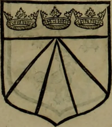 An illustration from Histoire généalogique et chronologique de la maison royale de France, des pairs, grands officiers de la couronne & de la maison du roy & des anciens barons du royaume : avec les qualitez, l'origine, le progrés & les armes de leurs familles; ensemble les statuts & le catalogue des chevaliers, commandeurs, & officiers de l'ordre du S. Esprit : le tovt dressé svr titres originaux, svr les registres des chartes du roy, du parlement, de la chambre des comptes, & du châtelet de Paris, cartulaires, manuscrits de la bibliotheque du roy, & d'autres cabinets curieux, 1726, leaf 198