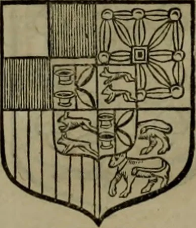 An illustration from Histoire généalogique et chronologique de la maison royale de France, des pairs, grands officiers de la couronne & de la maison du roy & des anciens barons du royaume : avec les qualitez, l'origine, le progrés & les armes de leurs familles; ensemble les statuts & le catalogue des chevaliers, commandeurs, & officiers de l'ordre du S. Esprit : le tovt dressé svr titres originaux, svr les registres des chartes du roy, du parlement, de la chambre des comptes, & du châtelet de Paris, cartulaires, manuscrits de la bibliotheque du roy, & d'autres cabinets curieux, 1726, leaf 199