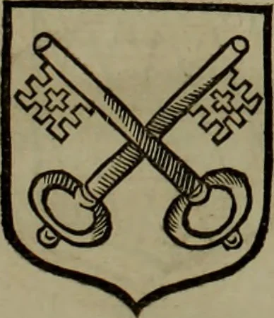 An illustration from Histoire généalogique et chronologique de la maison royale de France, des pairs, grands officiers de la couronne & de la maison du roy & des anciens barons du royaume : avec les qualitez, l'origine, le progrés & les armes de leurs familles; ensemble les statuts & le catalogue des chevaliers, commandeurs, & officiers de l'ordre du S. Esprit : le tovt dressé svr titres originaux, svr les registres des chartes du roy, du parlement, de la chambre des comptes, & du châtelet de Paris, cartulaires, manuscrits de la bibliotheque du roy, & d'autres cabinets curieux, 1726, leaf 202