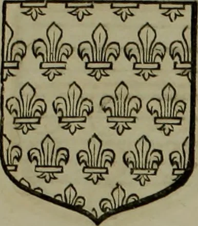 An illustration from Histoire généalogique et chronologique de la maison royale de France, des pairs, grands officiers de la couronne & de la maison du roy & des anciens barons du royaume : avec les qualitez, l'origine, le progrés & les armes de leurs familles; ensemble les statuts & le catalogue des chevaliers, commandeurs, & officiers de l'ordre du S. Esprit : le tovt dressé svr titres originaux, svr les registres des chartes du roy, du parlement, de la chambre des comptes, & du châtelet de Paris, cartulaires, manuscrits de la bibliotheque du roy, & d'autres cabinets curieux, 1726, leaf 204