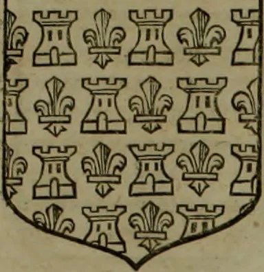 An illustration from Histoire généalogique et chronologique de la maison royale de France, des pairs, grands officiers de la couronne & de la maison du roy & des anciens barons du royaume : avec les qualitez, l'origine, le progrés & les armes de leurs familles; ensemble les statuts & le catalogue des chevaliers, commandeurs, & officiers de l'ordre du S. Esprit : le tovt dressé svr titres originaux, svr les registres des chartes du roy, du parlement, de la chambre des comptes, & du châtelet de Paris, cartulaires, manuscrits de la bibliotheque du roy, & d'autres cabinets curieux, 1726, leaf 206