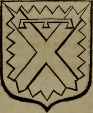 An illustration from Histoire généalogique et chronologique de la maison royale de France, des pairs, grands officiers de la couronne & de la maison du roy & des anciens barons du royaume : avec les qualitez, l'origine, le progrés & les armes de leurs familles; ensemble les statuts & le catalogue des chevaliers, commandeurs, & officiers de l'ordre du S. Esprit : le tovt dressé svr titres originaux, svr les registres des chartes du roy, du parlement, de la chambre des comptes, & du châtelet de Paris, cartulaires, manuscrits de la bibliotheque du roy, & d'autres cabinets curieux, 1726, leaf 207