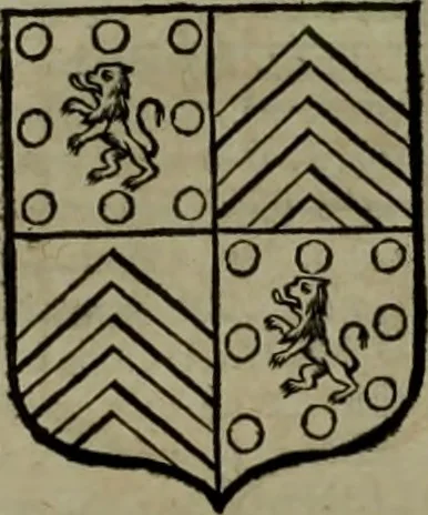 An illustration from Histoire généalogique et chronologique de la maison royale de France, des pairs, grands officiers de la couronne & de la maison du roy & des anciens barons du royaume : avec les qualitez, l'origine, le progrés & les armes de leurs familles; ensemble les statuts & le catalogue des chevaliers, commandeurs, & officiers de l'ordre du S. Esprit : le tovt dressé svr titres originaux, svr les registres des chartes du roy, du parlement, de la chambre des comptes, & du châtelet de Paris, cartulaires, manuscrits de la bibliotheque du roy, & d'autres cabinets curieux, 1726, leaf 211