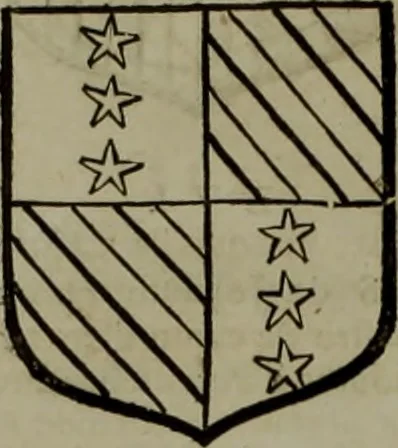 An illustration from Histoire généalogique et chronologique de la maison royale de France, des pairs, grands officiers de la couronne & de la maison du roy & des anciens barons du royaume : avec les qualitez, l'origine, le progrés & les armes de leurs familles; ensemble les statuts & le catalogue des chevaliers, commandeurs, & officiers de l'ordre du S. Esprit : le tovt dressé svr titres originaux, svr les registres des chartes du roy, du parlement, de la chambre des comptes, & du châtelet de Paris, cartulaires, manuscrits de la bibliotheque du roy, & d'autres cabinets curieux, 1726, leaf 215