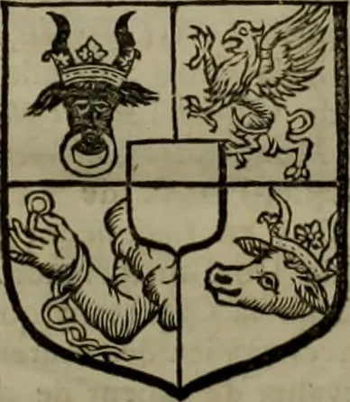 An illustration from Histoire généalogique et chronologique de la maison royale de France, des pairs, grands officiers de la couronne & de la maison du roy & des anciens barons du royaume : avec les qualitez, l'origine, le progrés & les armes de leurs familles; ensemble les statuts & le catalogue des chevaliers, commandeurs, & officiers de l'ordre du S. Esprit : le tovt dressé svr titres originaux, svr les registres des chartes du roy, du parlement, de la chambre des comptes, & du châtelet de Paris, cartulaires, manuscrits de la bibliotheque du roy, & d'autres cabinets curieux, 1726, leaf 217