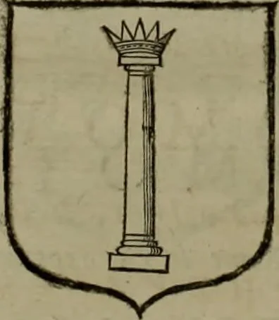 An illustration from Histoire généalogique et chronologique de la maison royale de France, des pairs, grands officiers de la couronne & de la maison du roy & des anciens barons du royaume : avec les qualitez, l'origine, le progrés & les armes de leurs familles; ensemble les statuts & le catalogue des chevaliers, commandeurs, & officiers de l'ordre du S. Esprit : le tovt dressé svr titres originaux, svr les registres des chartes du roy, du parlement, de la chambre des comptes, & du châtelet de Paris, cartulaires, manuscrits de la bibliotheque du roy, & d'autres cabinets curieux, 1726, leaf 219