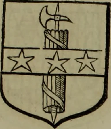 An illustration from Histoire généalogique et chronologique de la maison royale de France, des pairs, grands officiers de la couronne & de la maison du roy & des anciens barons du royaume : avec les qualitez, l'origine, le progrés & les armes de leurs familles; ensemble les statuts & le catalogue des chevaliers, commandeurs, & officiers de l'ordre du S. Esprit : le tovt dressé svr titres originaux, svr les registres des chartes du roy, du parlement, de la chambre des comptes, & du châtelet de Paris, cartulaires, manuscrits de la bibliotheque du roy, & d'autres cabinets curieux, 1726, leaf 230