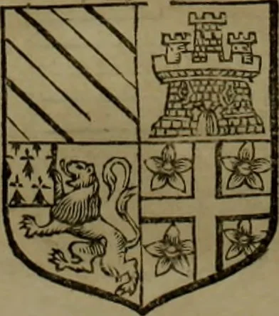 An illustration from Histoire généalogique et chronologique de la maison royale de France, des pairs, grands officiers de la couronne & de la maison du roy & des anciens barons du royaume : avec les qualitez, l'origine, le progrés & les armes de leurs familles; ensemble les statuts & le catalogue des chevaliers, commandeurs, & officiers de l'ordre du S. Esprit : le tovt dressé svr titres originaux, svr les registres des chartes du roy, du parlement, de la chambre des comptes, & du châtelet de Paris, cartulaires, manuscrits de la bibliotheque du roy, & d'autres cabinets curieux, 1726, leaf 241
