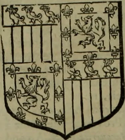 An illustration from Histoire généalogique et chronologique de la maison royale de France, des pairs, grands officiers de la couronne & de la maison du roy & des anciens barons du royaume : avec les qualitez, l'origine, le progrés & les armes de leurs familles; ensemble les statuts & le catalogue des chevaliers, commandeurs, & officiers de l'ordre du S. Esprit : le tovt dressé svr titres originaux, svr les registres des chartes du roy, du parlement, de la chambre des comptes, & du châtelet de Paris, cartulaires, manuscrits de la bibliotheque du roy, & d'autres cabinets curieux, 1726, leaf 243