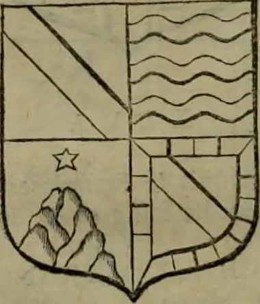 An illustration from Histoire généalogique et chronologique de la maison royale de France, des pairs, grands officiers de la couronne & de la maison du roy & des anciens barons du royaume : avec les qualitez, l'origine, le progrés & les armes de leurs familles; ensemble les statuts & le catalogue des chevaliers, commandeurs, & officiers de l'ordre du S. Esprit : le tovt dressé svr titres originaux, svr les registres des chartes du roy, du parlement, de la chambre des comptes, & du châtelet de Paris, cartulaires, manuscrits de la bibliotheque du roy, & d'autres cabinets curieux, 1726, leaf 243