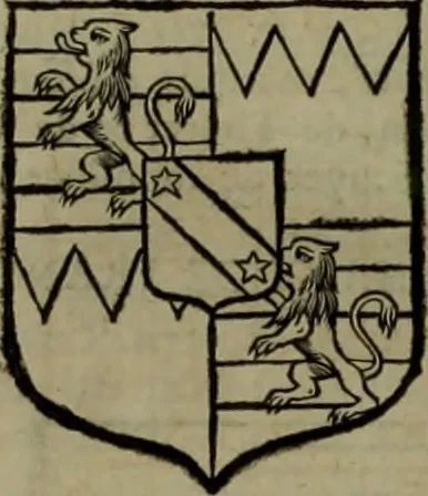 An illustration from Histoire généalogique et chronologique de la maison royale de France, des pairs, grands officiers de la couronne & de la maison du roy & des anciens barons du royaume : avec les qualitez, l'origine, le progrés & les armes de leurs familles; ensemble les statuts & le catalogue des chevaliers, commandeurs, & officiers de l'ordre du S. Esprit : le tovt dressé svr titres originaux, svr les registres des chartes du roy, du parlement, de la chambre des comptes, & du châtelet de Paris, cartulaires, manuscrits de la bibliotheque du roy, & d'autres cabinets curieux, 1726, leaf 247