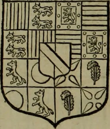 An illustration from Histoire généalogique et chronologique de la maison royale de France, des pairs, grands officiers de la couronne & de la maison du roy & des anciens barons du royaume : avec les qualitez, l'origine, le progrés & les armes de leurs familles; ensemble les statuts & le catalogue des chevaliers, commandeurs, & officiers de l'ordre du S. Esprit : le tovt dressé svr titres originaux, svr les registres des chartes du roy, du parlement, de la chambre des comptes, & du châtelet de Paris, cartulaires, manuscrits de la bibliotheque du roy, & d'autres cabinets curieux, 1726, leaf 248
