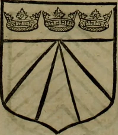 An illustration from Histoire généalogique et chronologique de la maison royale de France, des pairs, grands officiers de la couronne & de la maison du roy & des anciens barons du royaume : avec les qualitez, l'origine, le progrés & les armes de leurs familles; ensemble les statuts & le catalogue des chevaliers, commandeurs, & officiers de l'ordre du S. Esprit : le tovt dressé svr titres originaux, svr les registres des chartes du roy, du parlement, de la chambre des comptes, & du châtelet de Paris, cartulaires, manuscrits de la bibliotheque du roy, & d'autres cabinets curieux, 1726, leaf 251