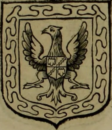An illustration from Histoire généalogique et chronologique de la maison royale de France, des pairs, grands officiers de la couronne & de la maison du roy & des anciens barons du royaume : avec les qualitez, l'origine, le progrés & les armes de leurs familles; ensemble les statuts & le catalogue des chevaliers, commandeurs, & officiers de l'ordre du S. Esprit : le tovt dressé svr titres originaux, svr les registres des chartes du roy, du parlement, de la chambre des comptes, & du châtelet de Paris, cartulaires, manuscrits de la bibliotheque du roy, & d'autres cabinets curieux, 1726, leaf 254