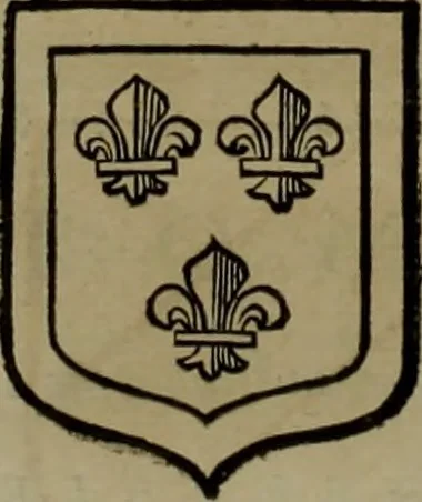 An illustration from Histoire généalogique et chronologique de la maison royale de France, des pairs, grands officiers de la couronne & de la maison du roy & des anciens barons du royaume : avec les qualitez, l'origine, le progrés & les armes de leurs familles; ensemble les statuts & le catalogue des chevaliers, commandeurs, & officiers de l'ordre du S. Esprit : le tovt dressé svr titres originaux, svr les registres des chartes du roy, du parlement, de la chambre des comptes, & du châtelet de Paris, cartulaires, manuscrits de la bibliotheque du roy, & d'autres cabinets curieux, 1726, leaf 255