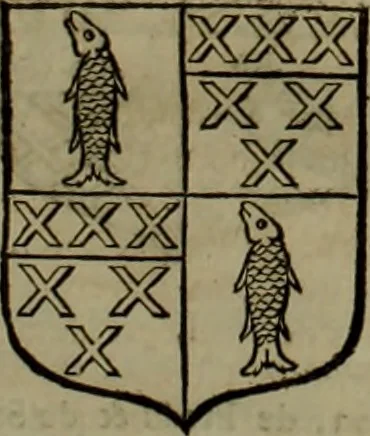 An illustration from Histoire généalogique et chronologique de la maison royale de France, des pairs, grands officiers de la couronne & de la maison du roy & des anciens barons du royaume : avec les qualitez, l'origine, le progrés & les armes de leurs familles; ensemble les statuts & le catalogue des chevaliers, commandeurs, & officiers de l'ordre du S. Esprit : le tovt dressé svr titres originaux, svr les registres des chartes du roy, du parlement, de la chambre des comptes, & du châtelet de Paris, cartulaires, manuscrits de la bibliotheque du roy, & d'autres cabinets curieux, 1726, leaf 260